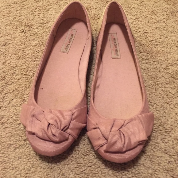 Shimmery Pink Flats with Bows