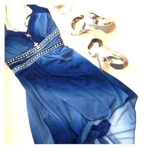 NWT Trixxi hi-low gradient sparkly halter dress