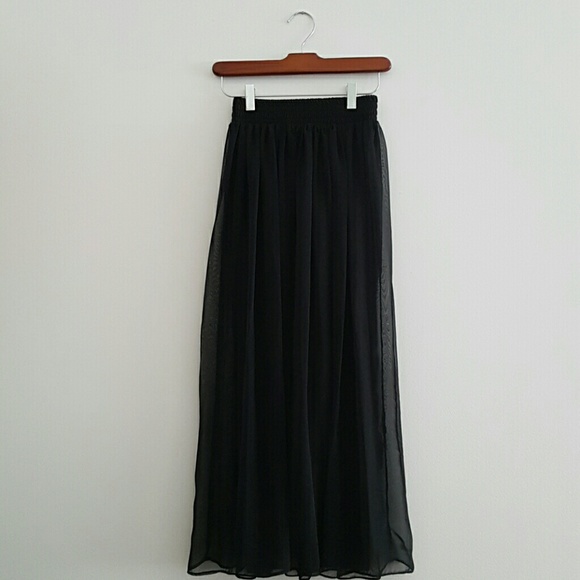 Sheer Black Gypsy Boho Maxi Skirt