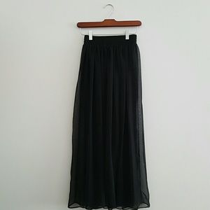 Sheer Black Gypsy Boho Maxi Skirt