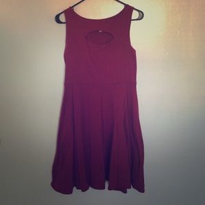 Xhilaration burgundy dress with keyhole cut out.