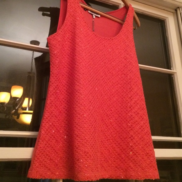 Jennifer Lopez NWT salmon texture & sequin tank - Picture 2 of 6