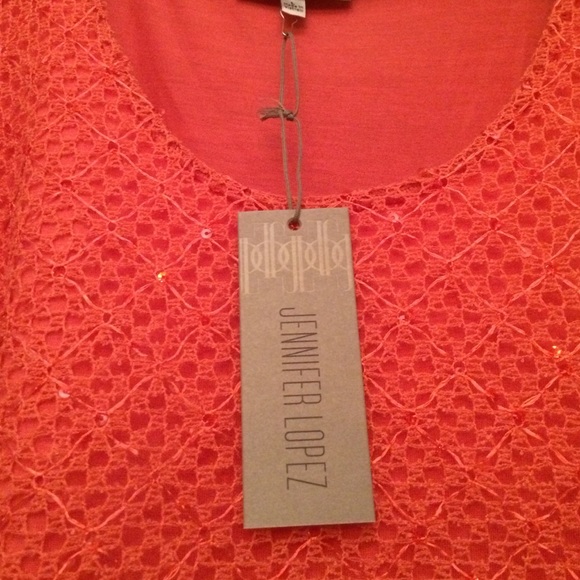 Jennifer Lopez NWT salmon texture & sequin tank - Picture 3 of 6