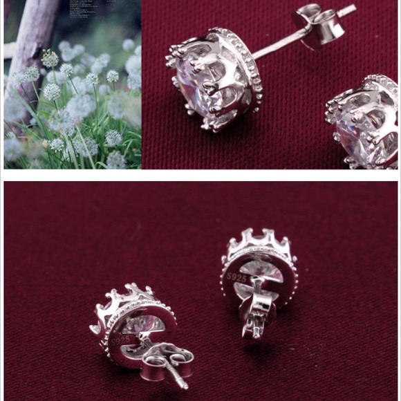 925 Sterling silver crown earrings