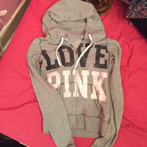 Grey Love Pink zip up hoodie
