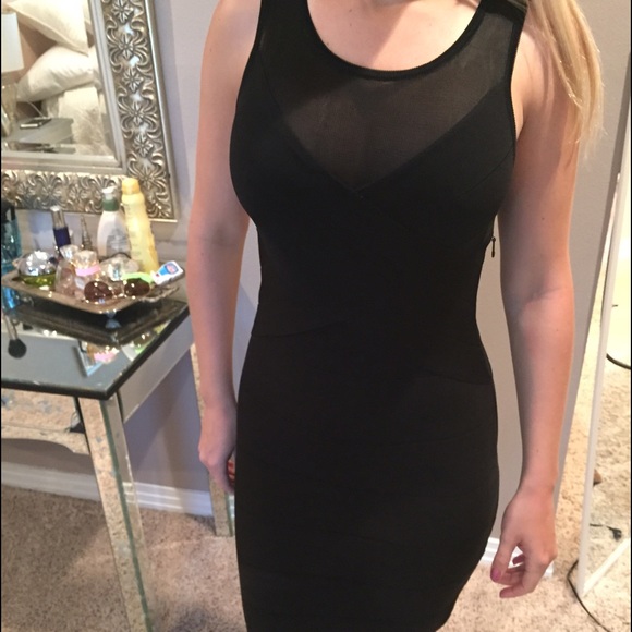 Bebe bandage dress with sheer panels