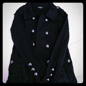Kensie black jacket with ruffle detailing & silver