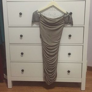 Bebe spandex silver metallic dress