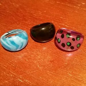 3 glass dome rings size 9