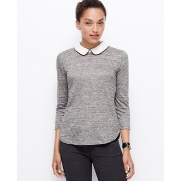 Ann Taylor Gray Top w/ White Collar sz SP
