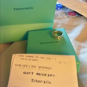 Sterling diamond Tiffany lock ring