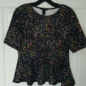 New Polka Dot Peplum Top