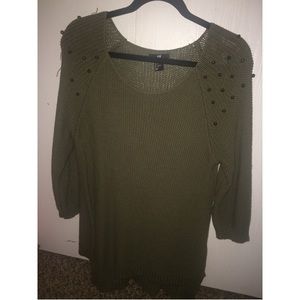 Olive Studded Sweater