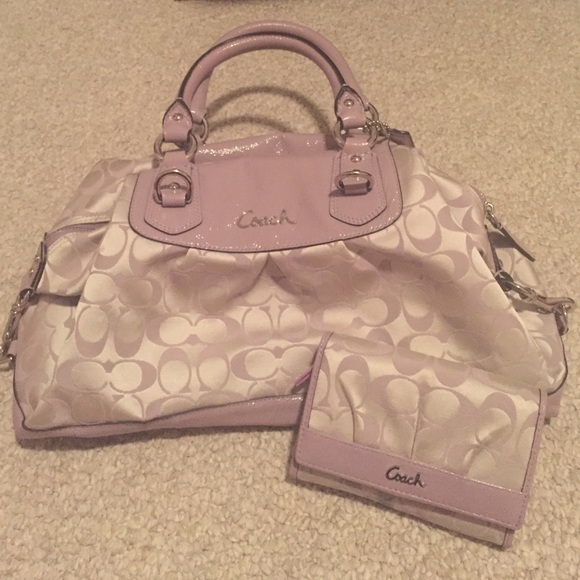 Purple Coach Purse w/ Matching Wallet