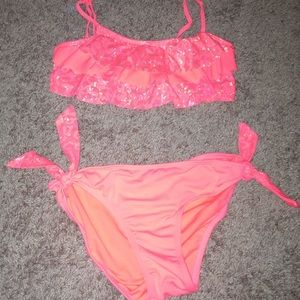 Adorable Coral And leopard bathing suit