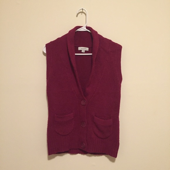 Dark Pink Sleeveless Cardigan Vest - Picture 1 of 3