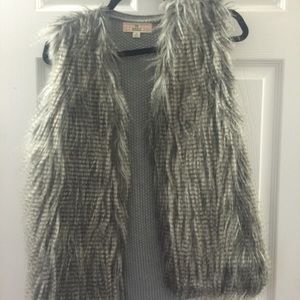 Gray faux fur vest