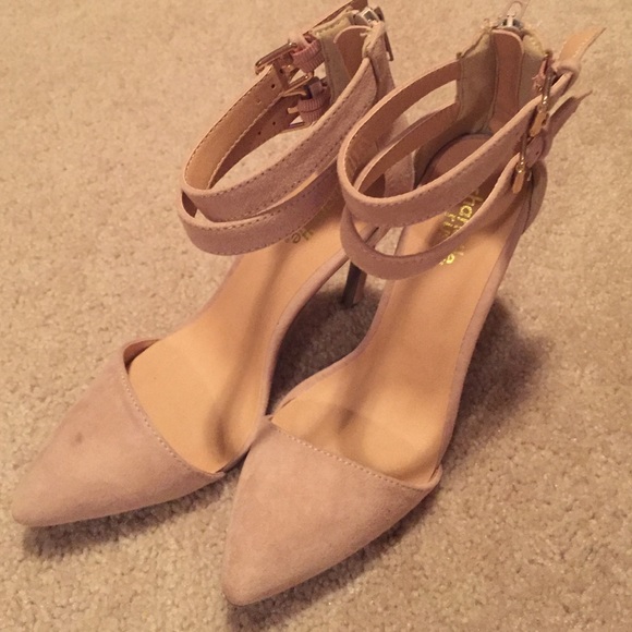 Suede Nude Strappy Heels