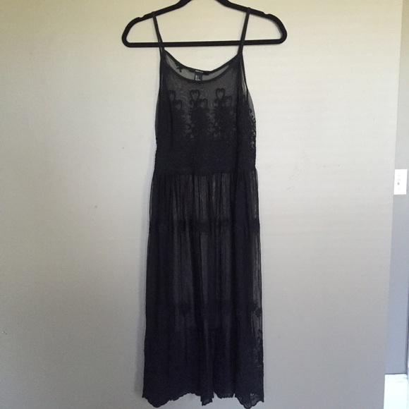 Sheer Black Embroidered Mesh Festival Midi dress - Picture 2 of 4