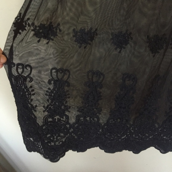 Sheer Black Embroidered Mesh Festival Midi dress - Picture 3 of 4