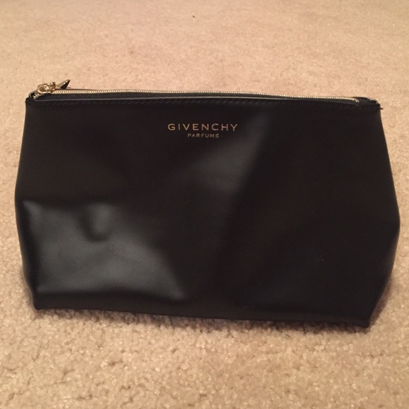 Black leather cosmetic bag