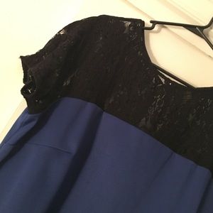 ROYAL BLUE WITH BLACK LACE TRIM AT TOP