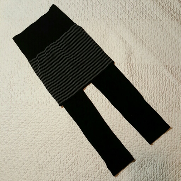 Black Leggings with stripped skirt