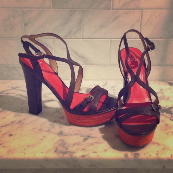 Brown Aqua Platform Strappy Sandals