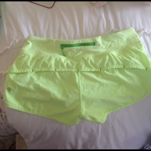 Lulu lemon fluorescent yellow running shorts