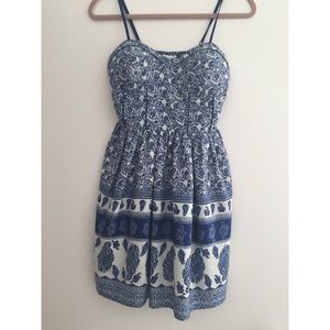 Blue & White Floral Sun Dress Size M