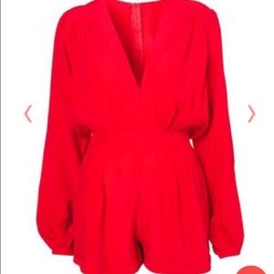 RED V NECK ROMPER!!