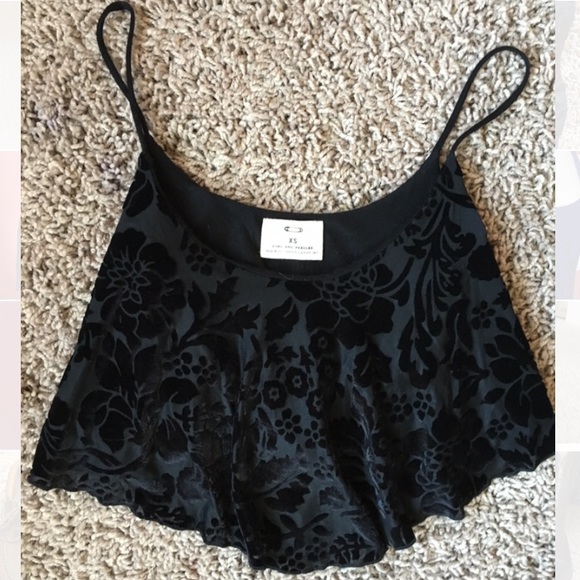 Urban Outfitters Tops - Urban Outfitters Velvet Ornate Cropped Top