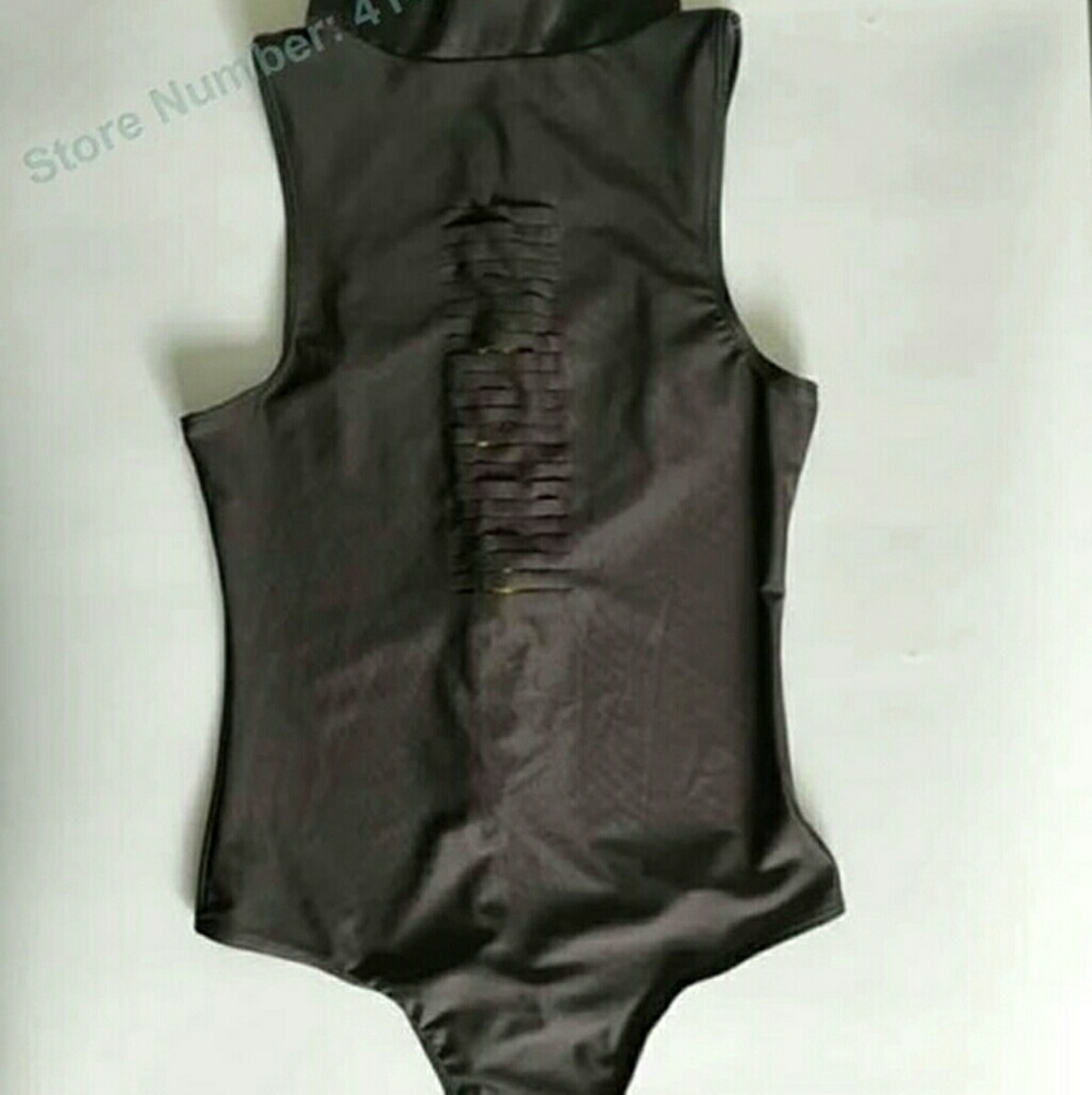 Zipper Hollow Out Swimsuit High Neck Monokini One - Picture 4 of 4