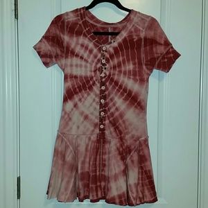 Free People - red tie dye peplum shirt/tunic - M