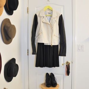 Faux Leather Jacket with Gold Detailing