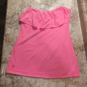 Lily Pulitzer hot pink Ruffled tube top