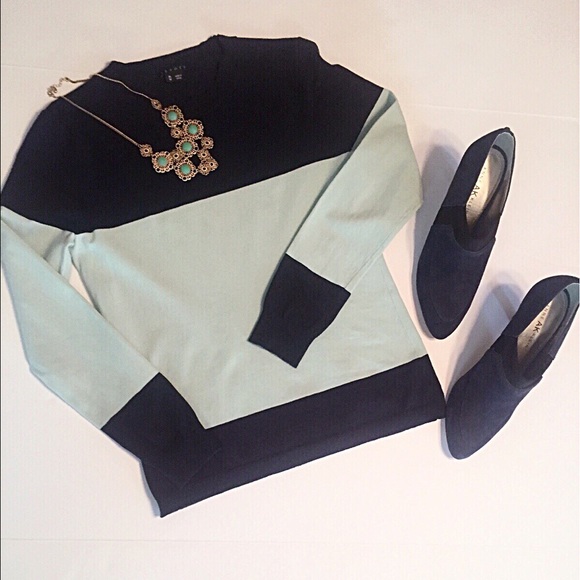 Theory Sweaters - 🚫SOLD🚫Theory Navy & Mint Colorblock Sweater