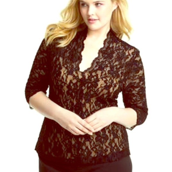 Black CAbi 3/4 sleeve lace top