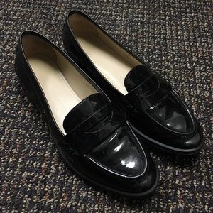 Black patent leather loafers
