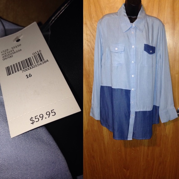 *Sold Out ColorBlock Chambray Boyfriend Shirt - Picture 4 of 4
