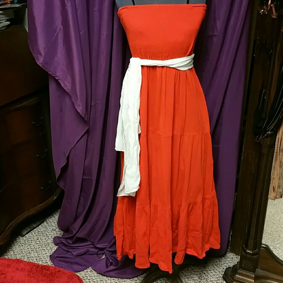 Hot Orange Strapless sundress