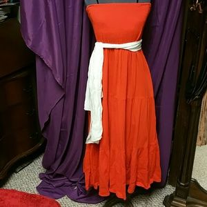 Hot Orange Strapless sundress