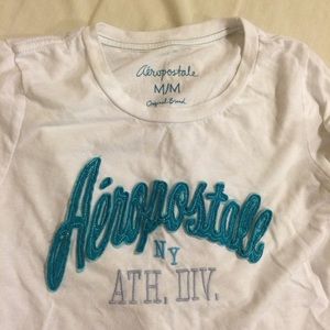 White Aéropostale Blue Logo Shirt
