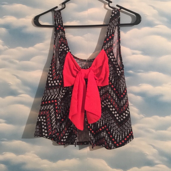 Charlotte Russe Tops - Charlotte Russe small neon orange pink bow top