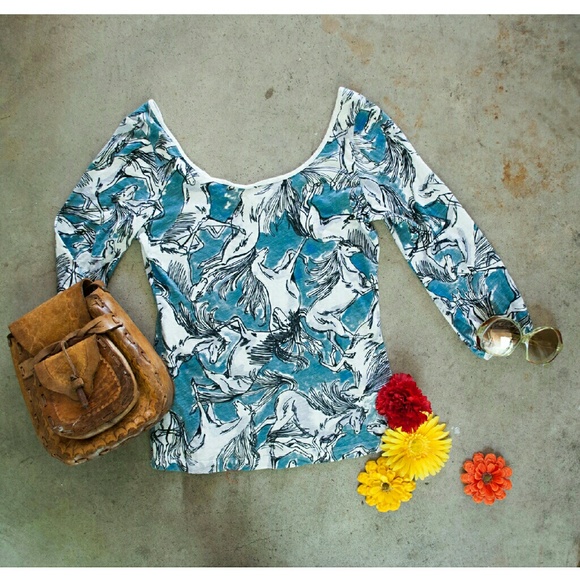 ANTHROPOLOGIE . wild horses top . small - Picture 1 of 3