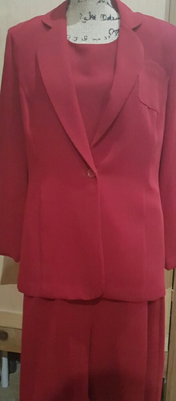 Plaza South red w/ black pinstripes 3-pc Sz 10 - Picture 2 of 3