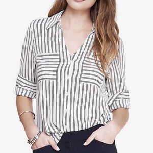 Express Black Striped Portofino Shirt