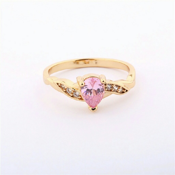18KGP Pink CZ Teardrop Ring