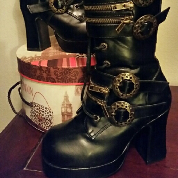 DEMONIA: Steampunk BLACK Boots