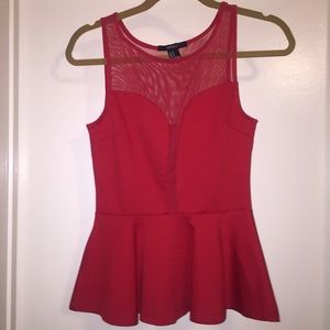 Forever 21 peplum mesh tank size M red BNWOT